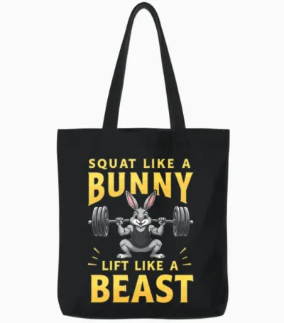 Fitness Bunny Gym Workout Rabbit Bodybuilding Tote Bags - Black