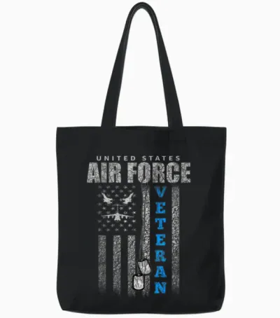 Veteran of the Us Air Force Usa Flag Veterans Tote Bags - Black