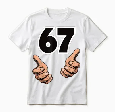 Funny 6 7 Meme Gen Alpha Slang Six Seven Unisex T-Shirt - White