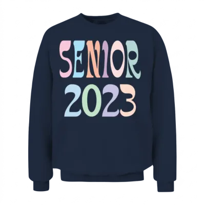 Senior 2023 Shirt, Retro Font, Senior Retro Shirt, Unisex Sweatshirt - Navy