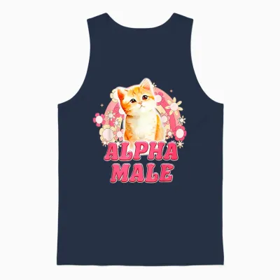 Alpha Male Cat Kitten Funny for Men Women Unisex Tank Top - Navy