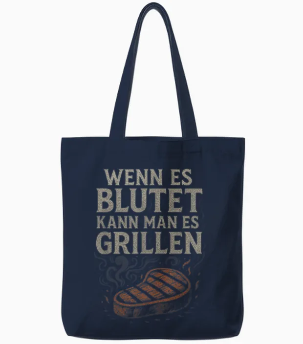 Wenn Es Blutet Kann Man Es Grillen - Barbecue Tote Bags in Navy