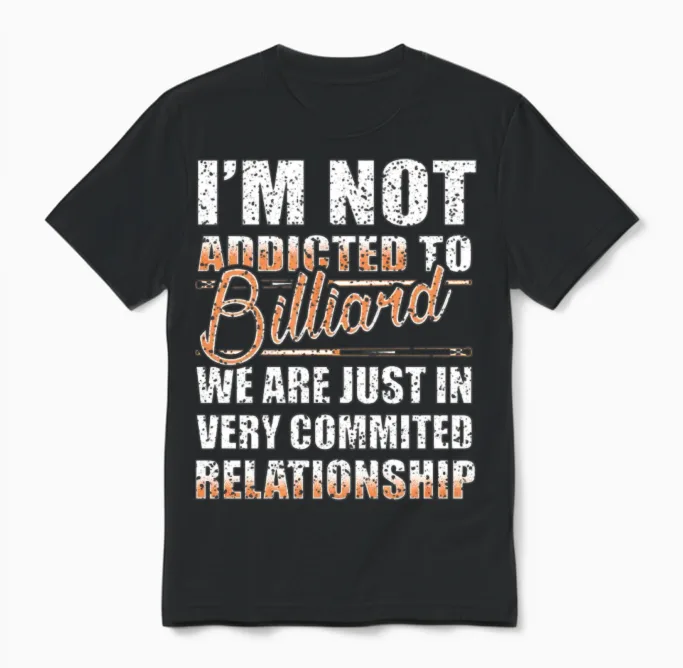 Billiard Pool Snooker Vintage Gift Unisex T-Shirt in Black