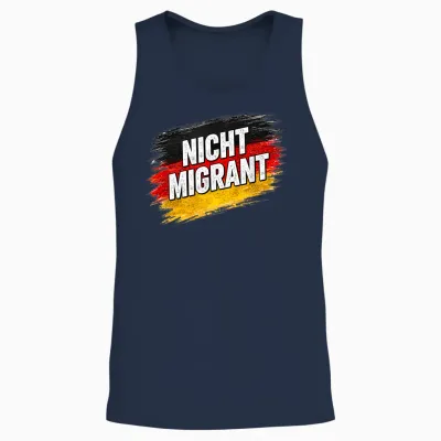 Nicht Migrant Deutschland Flagge Statement Unisex Tank Top - Navy
