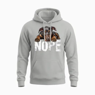 Doberman Nope Unisex Hoodie - Ash