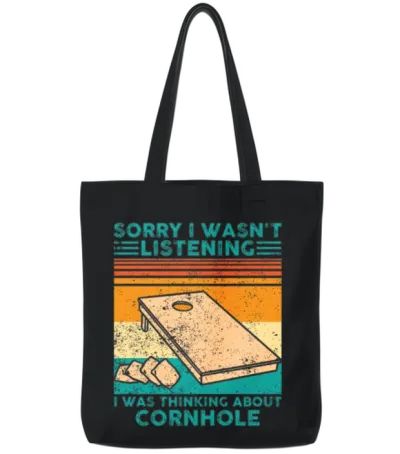 Funny Cornhole Tote Bags - Black