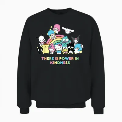 Sanrio Hello Kitty & Friends Power in Kindness Black Classic Fit T-Shirt, Crew Neck, Short Sleeve Unisex Sweatshirt - Black
