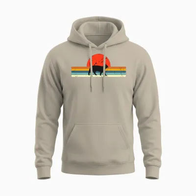Cat Vintage Retro Sunset Unisex Hoodie - Sand