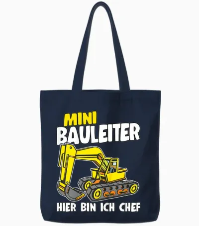 Baustelle Mini Bauleiter Bauherr Sprüche Jungen Bagger Tote Bags - Navy