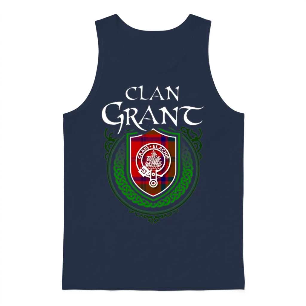 Grant Surname Scottish Clan Tartan Crest Badge Unisex Tank Top - Navy
