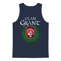 Grant Surname Scottish Clan Tartan Crest Badge Unisex Tank Top - Navy – 1