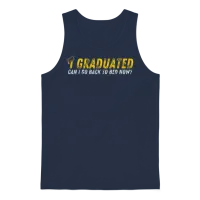 I Graduated Can I Go Back to Bed Now Unisex Tank Top - Navy – 1