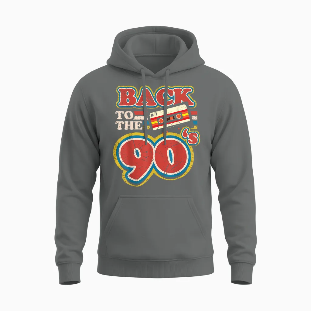 90s Outfit | Back to the 90s Retro Party Carnival T-Shirt, Black Unisex Hoodie in Graphite Heather