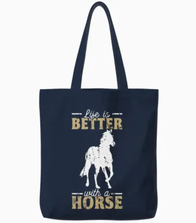 Life Is Better with a Horse - Horse Riding Tote Bags - Navy