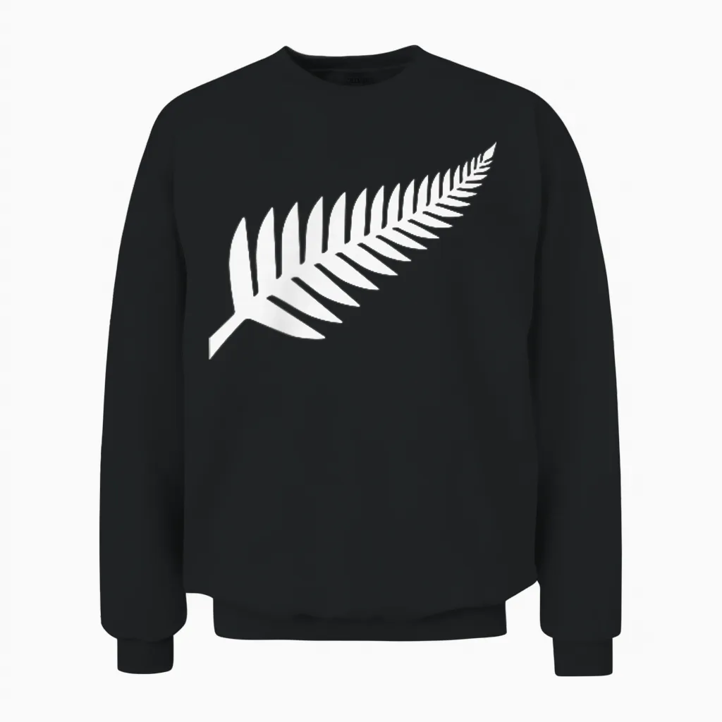 New Zealand Silver Fern Nz Black Proud Kiwi Rugby Gift T-Shirt, Black Unisex Sweatshirt in Black