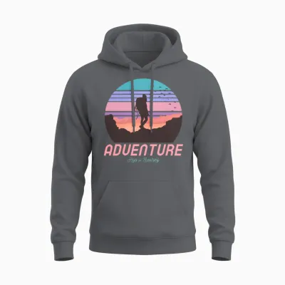 Adventure Has a Bearing Compass Hiking Unisex Hoodie - Charcoal