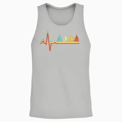 Sailing Retro Heartbeat Unisex Tank Top - Ash