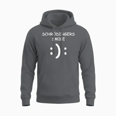 Physical Teacher Student Science Shirt Schrödingers Smile Physics T-Shirt, Black, S Unisex Hoodie - Charcoal