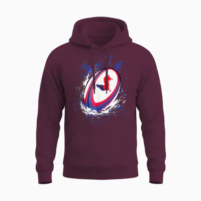 Rugby Shirt Player Child Man Flag Rooster Men Women Unisex Hoodie - Maroon