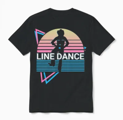Line Dance Retro Unisex T-Shirt - Black