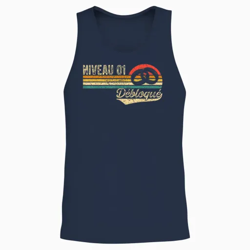 1 Year Wedding Wedding Cotton Level 1 Unlocked Unisex Tank Top - Navy