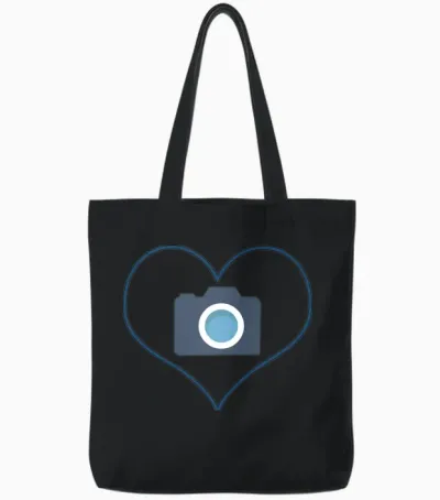 Love Photography Heart and Camera Tote Bags - Black