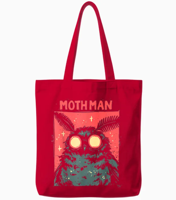 Mothman Cryptid West Virginia Cryptozoology Cryptidcore T-Shirt, Black Tote Bags in Red