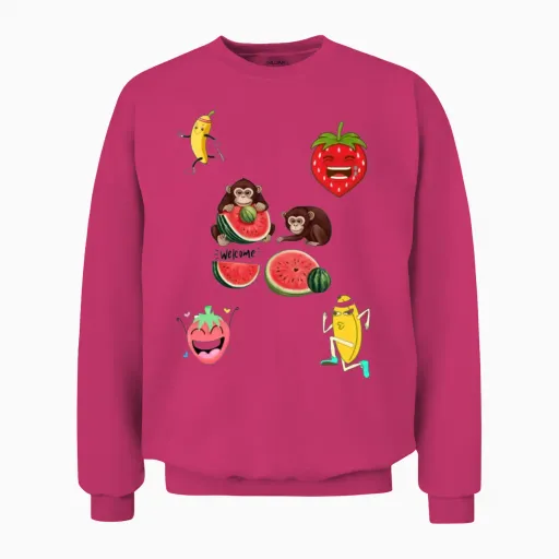 Funny Fruit Design. Unisex Sweatshirt in Heliconia