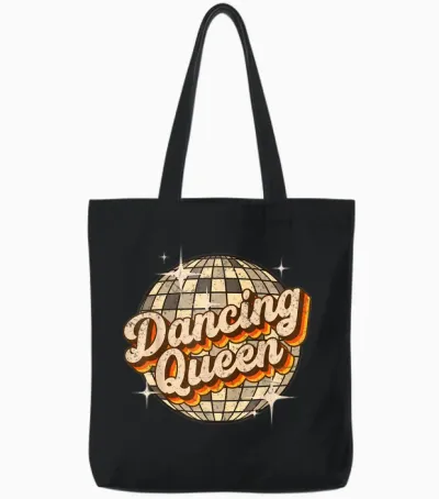 Dancing Queen Retro Discokugel Tote Bags - Black