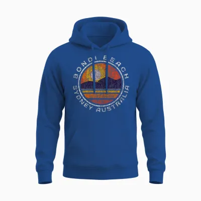 Bondi Beach Distressed Unisex Hoodie - Royal