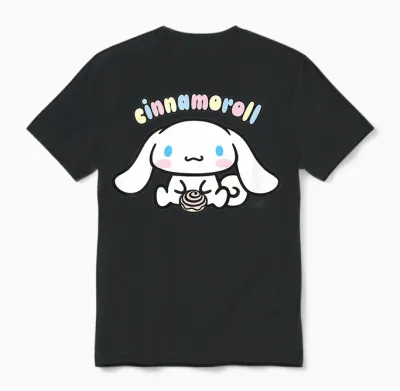 Hello Kitty Cinnamoroll Sweet Cake Pose Love Classic Friends Unisex T-Shirt - Black