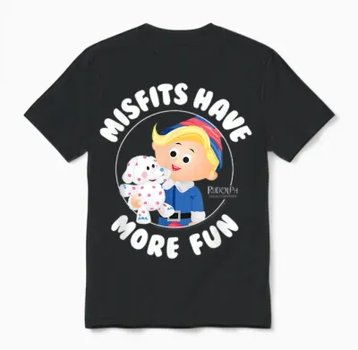 Rudolph Misfits Have More Fun Hermey Retro Christmas Unisex T-Shirt - Black