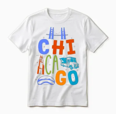 Chicago Souvenir Skyline Illinois Chícago Unisex T-Shirt - White