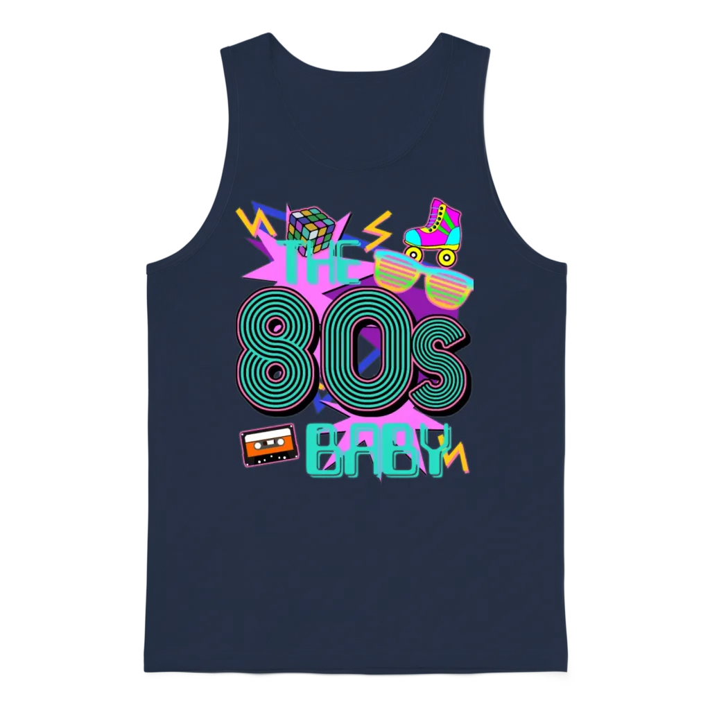 Retro 1980 80s Unisex Tank Top - Navy