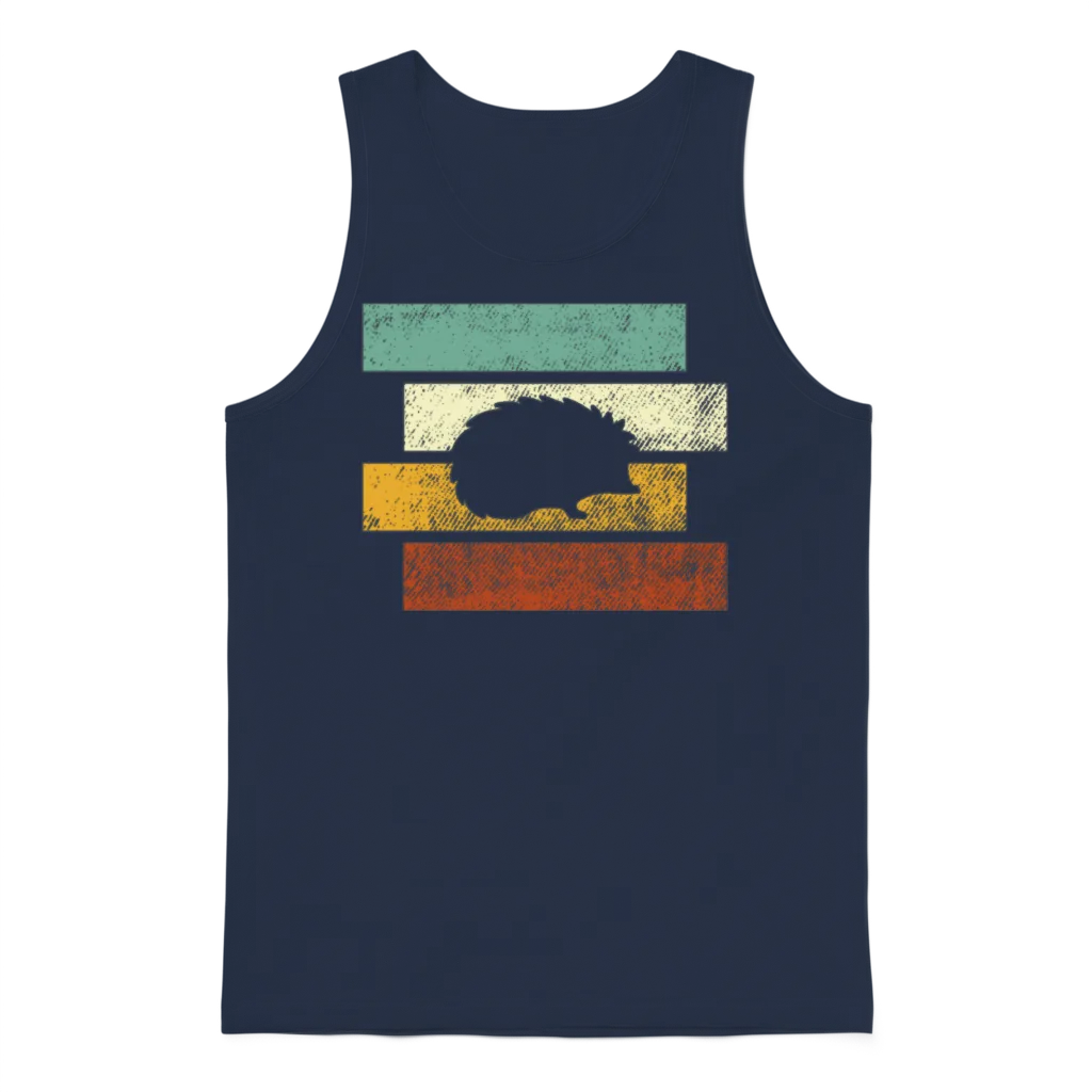 Hedgehog Retro Unisex Tank Top - Navy