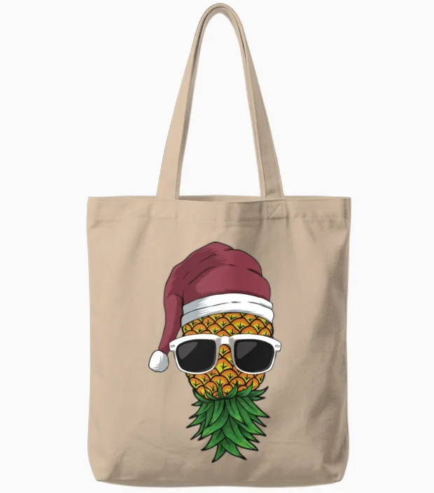 Funny Swinger Party Christmas Cartoon Tote Bags in Natural