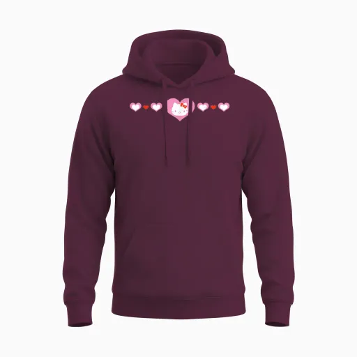 Hello Kitty Hearts Unisex Hoodie - Maroon