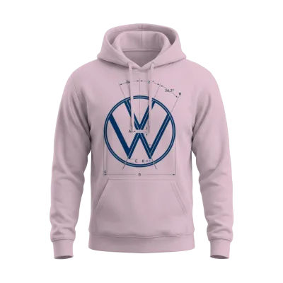 Volkswagen Logo as Construction Graphic in White Unisex Hoodie - Light Pink