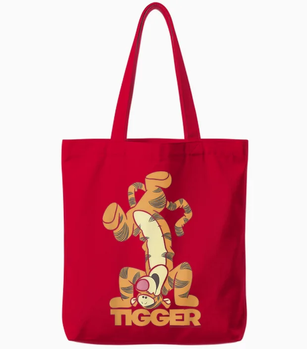 Disney Winnie the Pooh Tigger Upside Down Portrait T-Shirt Small Tote Bags in Red