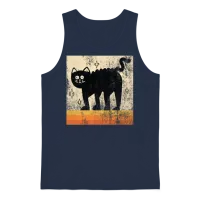 Vintage Style Retro Cat — Lovers Unisex Tank Top - Navy – 1