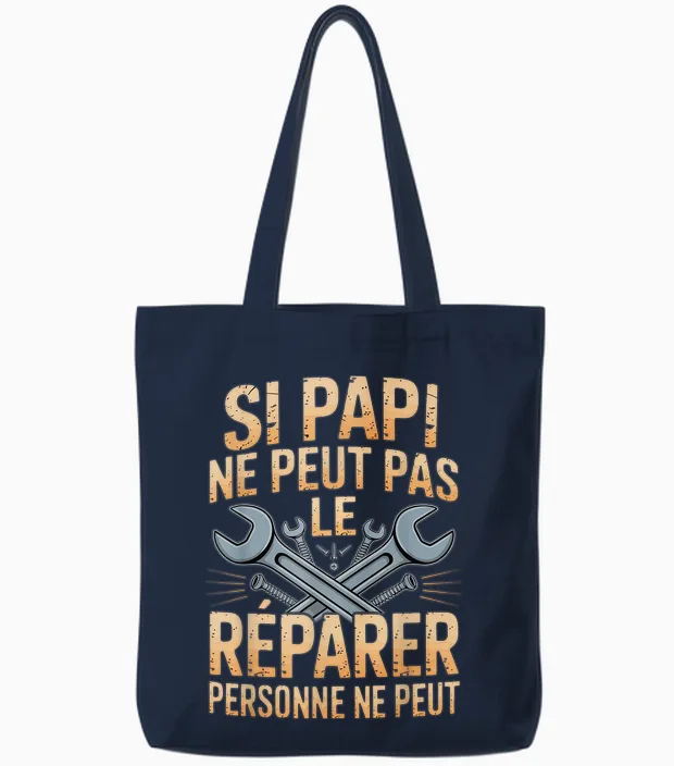 Si Papi Can't Fix It No One Can Gift Funny Tote Bags in Navy