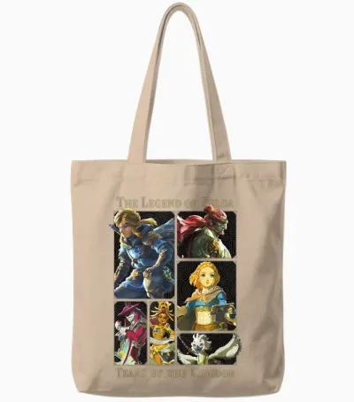 The Legend of Zelda: Tears of the Kingdom Character Box Up Tote Bags - Natural