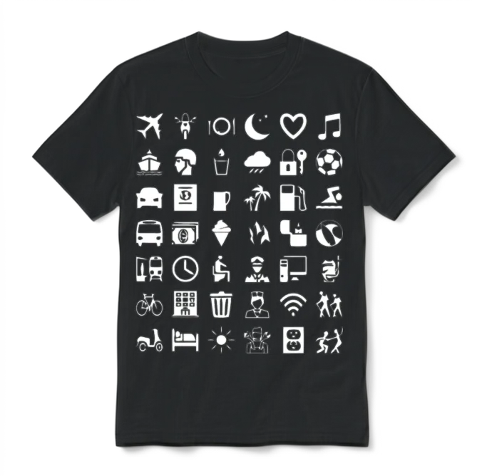 Symbol Travel Unisex T-Shirt - Black
