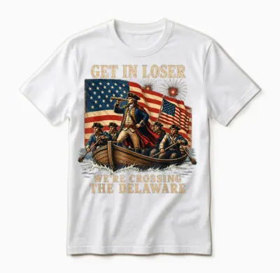 Vintage Get in Loser We're Crossing the Delaware Unisex T-Shirt - White