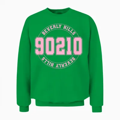 Beverly Hills 90210 Collegiate Mirrored Image Logo Unisex Sweatshirt - Irish Green