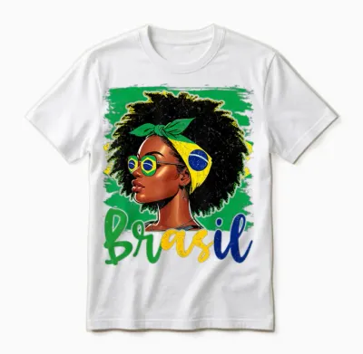 Brasileira Girl Brazil Flag Proud of Brazil Unisex T-Shirt - White