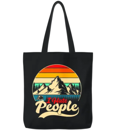 I Hate People Hiking Camping Tote Bags - Black