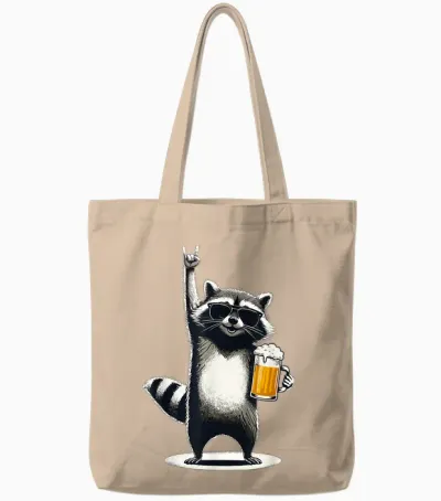 Raccoon Rock on Beer Bar Kneipentour Und Trinkt Lustiges Bier Tote Bags - Natural