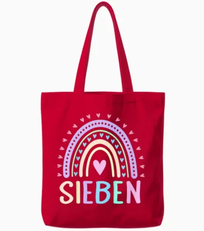 Children's Seven 7 Jahre Mädchen Geburtstag T-Shirt, Black Tote Bags - Red
