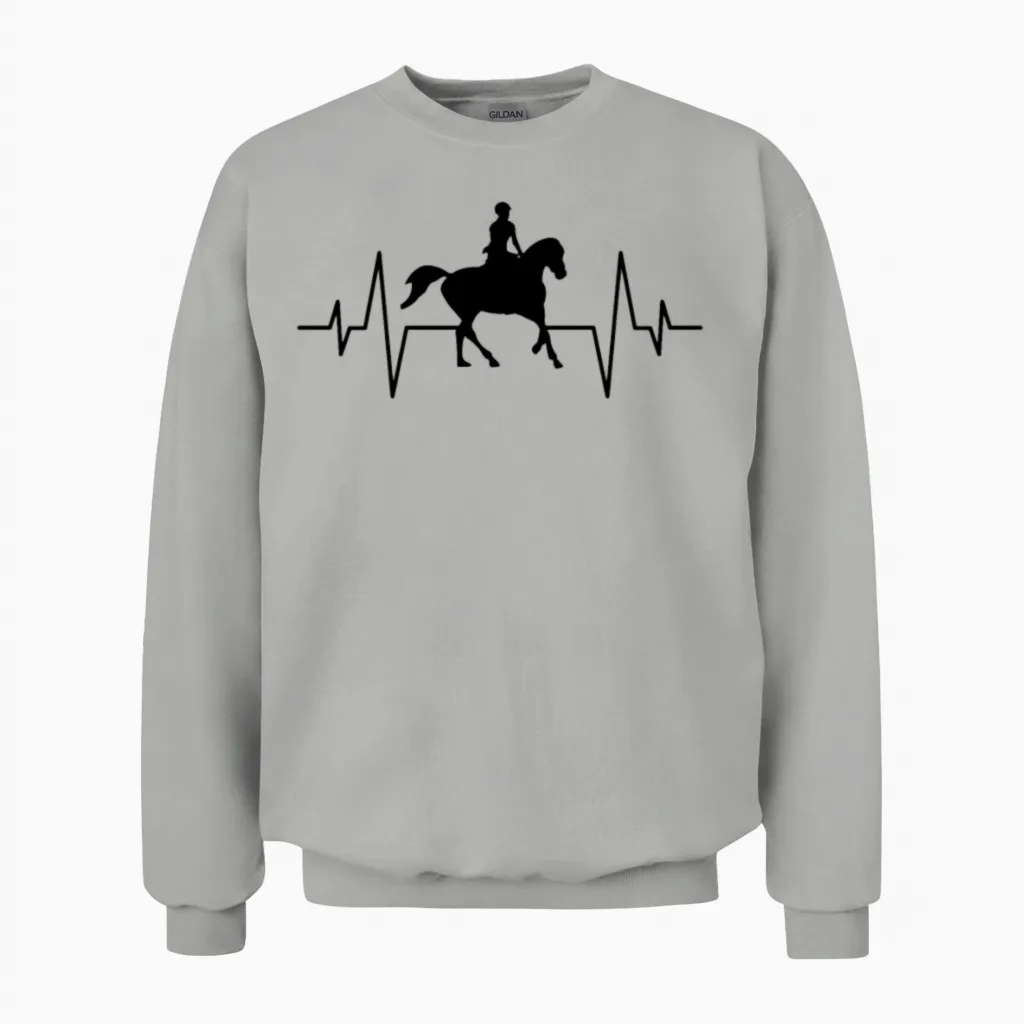 Horse Heartbeat Lovers Unisex Sweatshirt in Ash